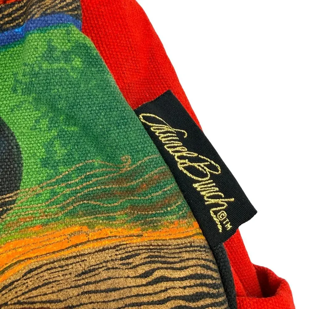 Laurel Burch Wild Horses of Fire Medium Hobo Canvas Shoulder Bag Red 14X9X4